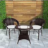 BRISHI Garden Patio Seating Chair and Table Set Outdoor Balcony Garden Coffee Table Set Furniture with 1 Table and 2...