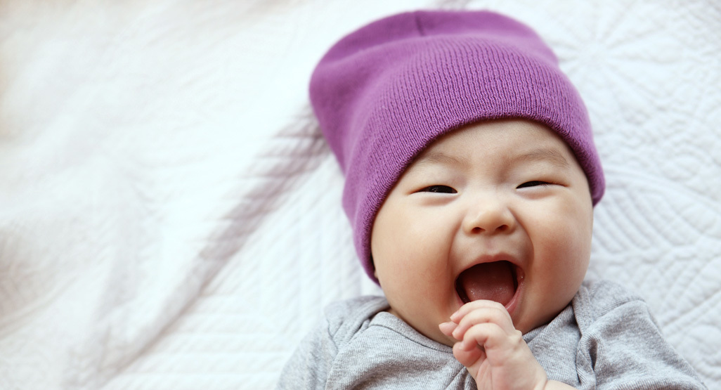 A baby laughing