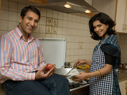 Happy couple in the kitchen