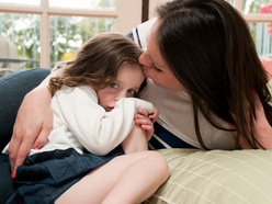 mum soothing scared child