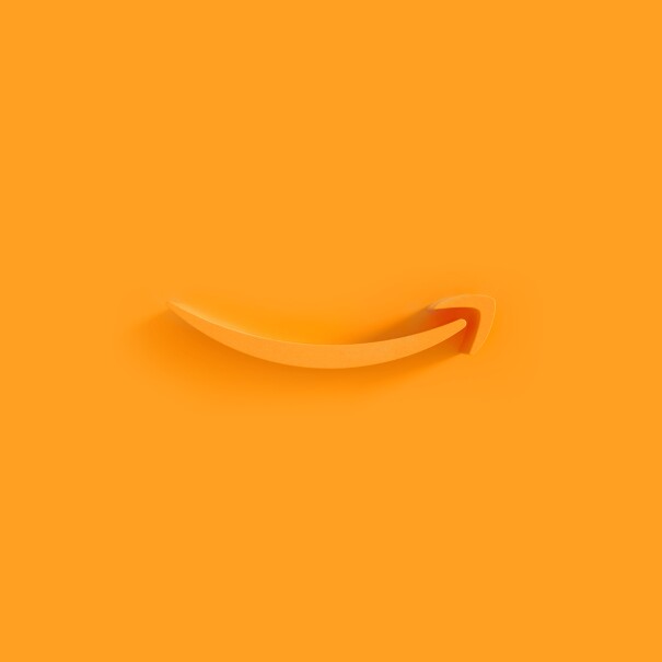 Amazon smile in orange on an orange background