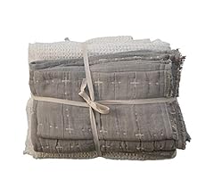 Creative Co-Op Cotton Waffle Weave Bed Cover with 2 Stitched Standard Shams, Queen, White & Grey, Set of 3 Bedspread, 3