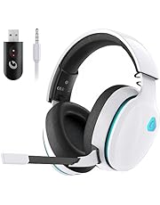 Gtheos 2.4GHz Wireless Gaming Headset for PC, PS4, PS5, Mac, Nintendo Switch, Bluetooth 5.2 Gaming Headphones with Noise Canceling Microphone, Stereo Sound, ONLY 3.5mm Wired Mode for Xbox Series-White