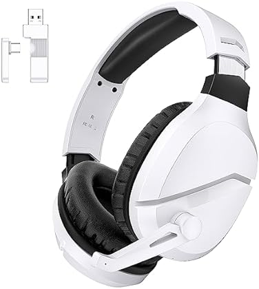 WolfLawS Wireless Gaming Headset with Noise Canceling Microphone for PS5, PC, PS4, 2.4G/Bluetooth Gaming Headphones with U...