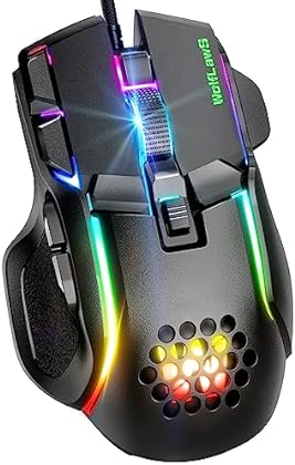 WolfLawS Wired Gaming Mouse, Computer PC Gaming USB Mice with 12 RGB Backlit Modes, High-Precision Adjustable 12800 DPI, 1...