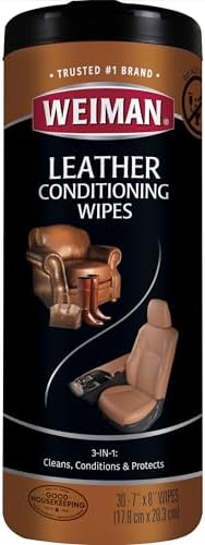 Weiman Leather Cleaner & Conditioner Wipes With UV Protection, Prevent Cracking Or Fading Of Leather Couches, 