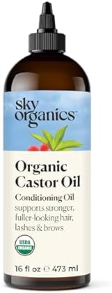 Sky Organics Organic Castor Oil (16 oz), USDA Certified Organic, 100% Pure, Cold Pressed, Hexane Free, Boost Hair Growth, ...