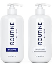 Routine Wellness Shampoo and Conditioner Set for Stronger Hair - Biotin | Color Safe | Sulfate-Free | Vegan | Clinically Tested | Nourishing Oils and Vitamins - Unscented 14oz (Pack of 2)