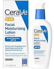 CeraVe AM Facial Moisturizing Lotion with SPF 30 | Oil-Free Face Moisturizer with SPF | Formulated with Hyaluronic Acid, Niacinamide &amp; Ceramides | Non-Comedogenic | Broad Spectrum Sunscreen | 3 Ounce