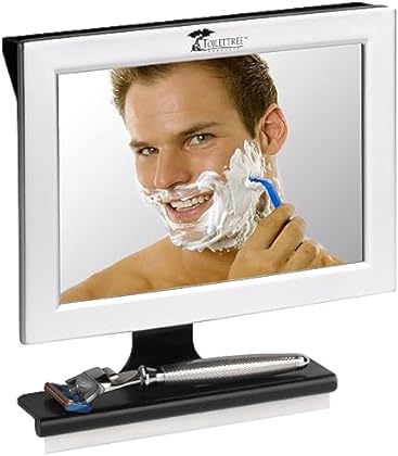 ToiletTree Products Fogless Shower Mirror with Squeegee - Anti-Fog Mirror - Adjustable Shaving Mirror with a Squeegee - Ru...