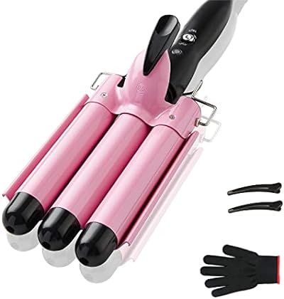 3 Barrel Curling Iron Hair Crimper, TOP4EVER 25mm（1 inch ） Professional Hair Curling Wand with Two Temperature Control,Fas...