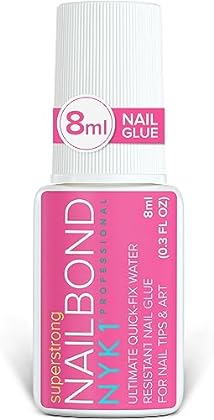 Super Strong Nail Glue For Nail Tips, Acrylic Nails and Press On Nails (8ml) NYK1 Nail Bond Brush On Nail Glue For Press O...