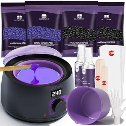 BLITZWAX Waxing Kit for Women and Men Wax Hair Removal Kit for Sensitive Skin/Brazilian/Full Body/Bikini