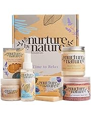 Nurture by Nature RELAX &amp; CALM Spa Kit - Mothers Day Gift - Spa Gift Baskets For Women, Complete Bath Sets for Women Gift - Lavender Pillow Mist, Bath Salts, Bath Bomb - Self Care Gift Basket