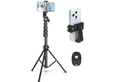 Liphisy 64” Tripod for Cell Phone & Camera, Phone Tripod with Remote and Phone Holder, Portable Tripod for iPhone, Phone Trip