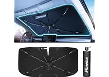 [2024 Upgrade] Nmoiss Windshield Sun Shade Umbrella for Car - [Newest Vinyl Coating] Protect Car from Sun Rays & Heat Damage 