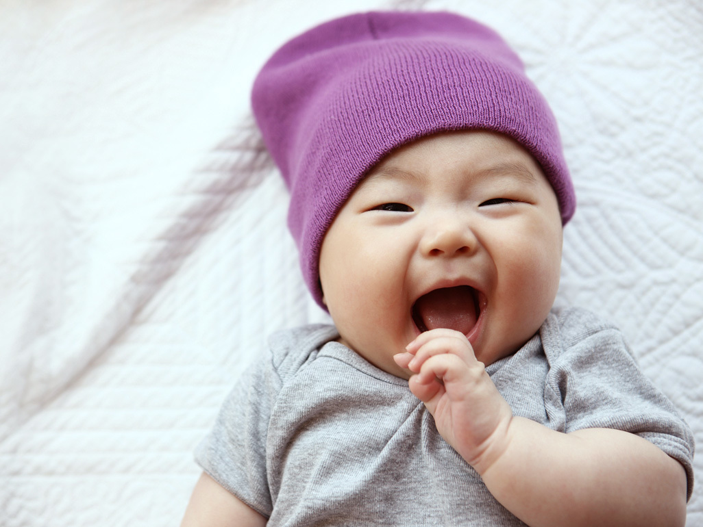 A baby laughing