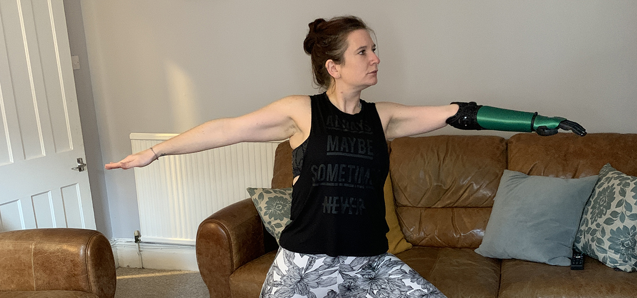 A woman working out at her home