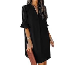 Summer Dresses for Women V Neck Ruffle Short Sleeve Casual Shift Dress