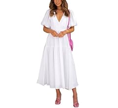 Women’s A-line Solid Flowy Tiered Midi Dresses