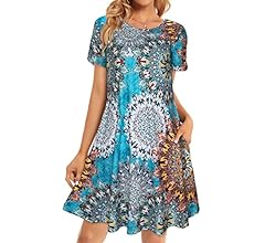 Women's Short Sleeve Loose Flowy Summer Dresses