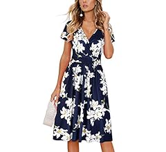 OUGES Women's Floral Short Short Sleeve Dress