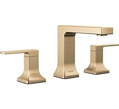 Delta Faucet Velum Widespread Bathroom Faucet 3 Hole, Gold Bathroom Sink Faucet, 2 Handle Bathroom Faucet, Bath Faucet, Pop…