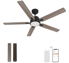 52“ Smart Ceiling Fan With Lights, Low Profile With 10 Speeds, Silent DC Motor, Modern Ceiling Fan Compatible with Alexa, S…