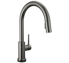 Delta Faucet Trinsic Touch Kitchen Faucet with Touchless Technology, Kitchen Faucet with Pull Down Sprayer, Black Kitchen S…