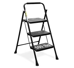 HBTower 3 Step Ladder, Folding Step Stool with Wide Anti-Slip Pedal, 500lbs Sturdy Steel Ladder, Convenient Handgrip, Light…