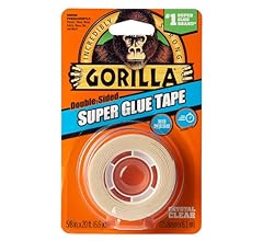 Gorilla Super Glue Tape, Multi-Purpose, Permanent, Double Sided, High Tack, 5/8in x 20ft, Clear (Pack of 1)