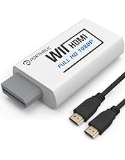 PORTHOLIC Wii to HDMI Converter 1080P for Full HD Device, Wii HDMI Adapter with 3,5mm Audio Jack&amp;HDMI Output Compatible with Wii, Wii U, HDTV, Monitor-Supports All Wii Display Modes 720P, NTS