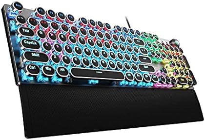 AULA F2088 Typewriter Style Mechanical Gaming Keyboard Wired, with Wrist Rest, Media Control Knob, Rainbow LED Backlit