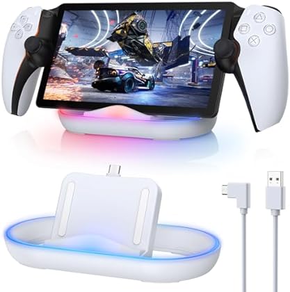 FASTSNAIL Charging Stand for PS Portal Remote Player, Portable Charge Dock Station with 14 RGB Light Modes and Type-C Cabl...