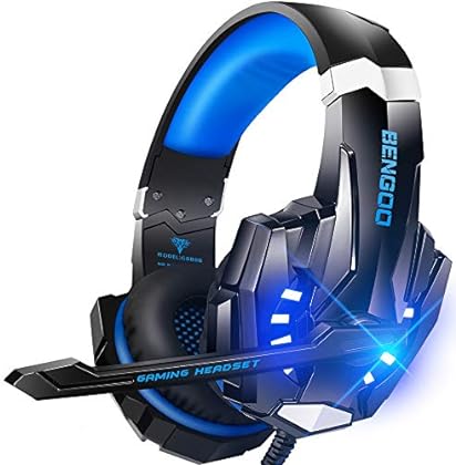 BENGOO Stereo Pro Gaming Headset for PS4, PC, Xbox One Controller, Noise Cancelling Over Ear Headphones with Mic, LED Ligh...