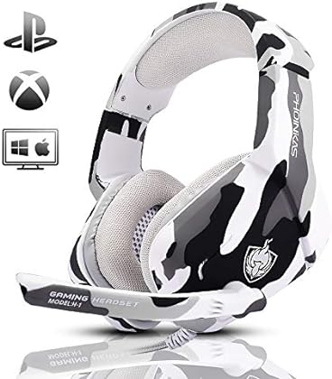 PS4 Gaming Headset with 7.1 Surround Sound, Xbox One Headset with Noise Canceling Mic & LED Light, Over Ear Headphones, Co...