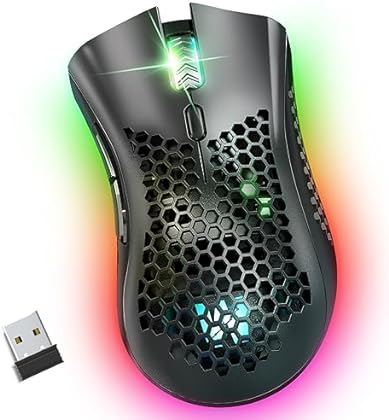 WolfLawS KM-1 Wireless Gaming Mouse, Computer Mice USB Wireless Mouse with Honeycomb Shell, 6 Programmed Buttons, 3 Adjust...