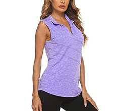 Women's Sleeveless Golf Tennis Polo Shirts Zip Up Workout Tank Tops (S-2XL)