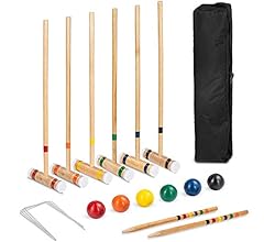 Best Choice Products 6-Player 32in Wood Croquet Game Set, Classic Yard Sport for Backyard, Park w/ 6 Mallets, 6 Balls, Wick…