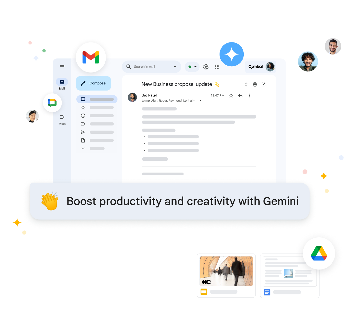 Gemini for Workspace summarizes emails and suggests reply in Gmail to help boost productivity.