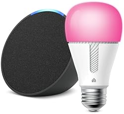 Echo Pop in Charcoal bundle with TP-Link Kasa Smart Color Bulb