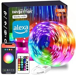 DAYBETTER Smart WiFi Led Lights 100ft, Tuya App Controlled Led Strip Lights, Work with Alexa and Google Assist