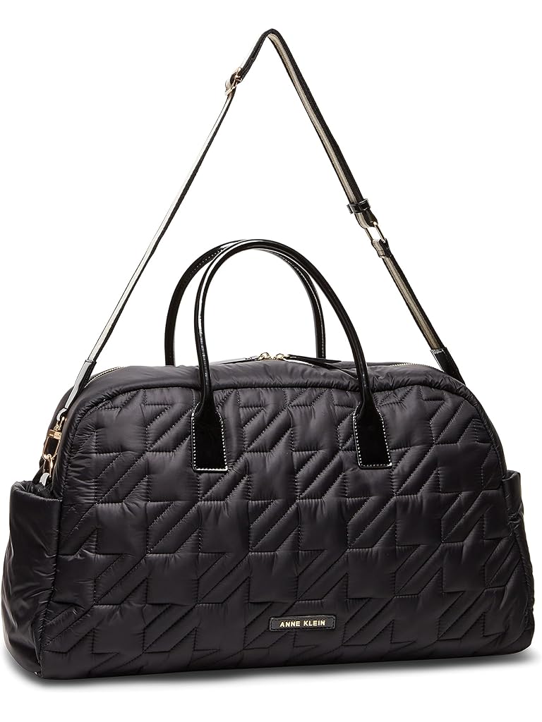 Anne Klein Quilted Nylon Weekender with Pouch & Web Strap