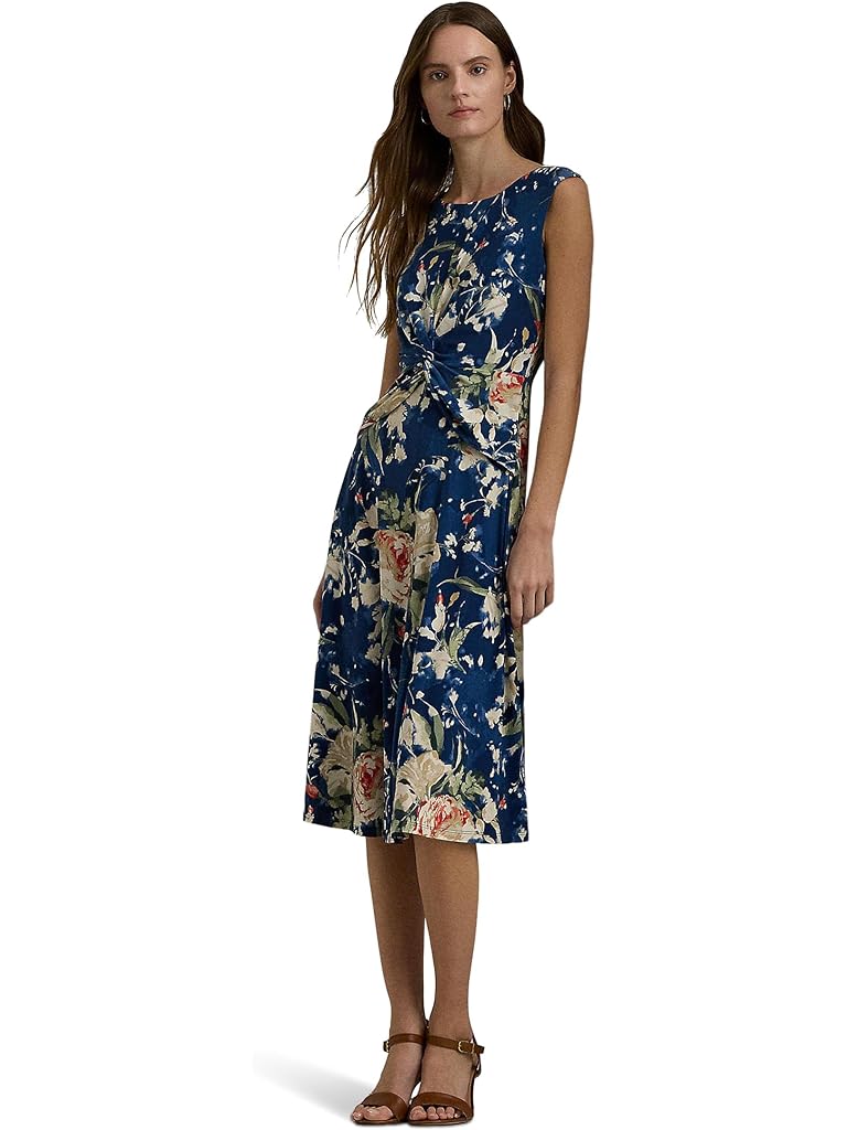 LAUREN Ralph Lauren Floral Twist-Front Stretch Jersey Dress