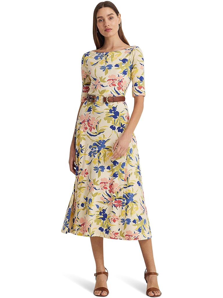 LAUREN Ralph Lauren Floral Stretch Cotton Midi Dress