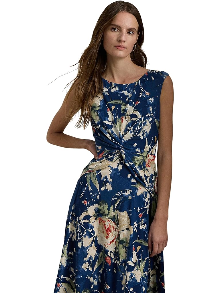 LAUREN Ralph Lauren Floral Twist-Front Stretch Jersey Dress