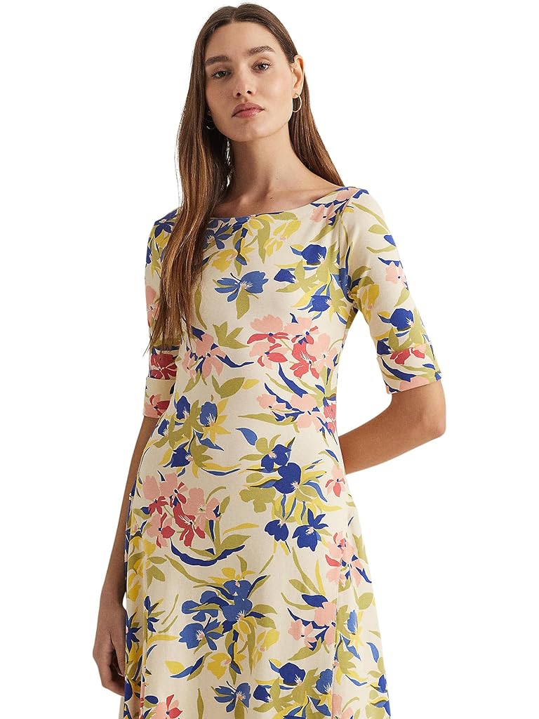 LAUREN Ralph Lauren Floral Stretch Cotton Midi Dress