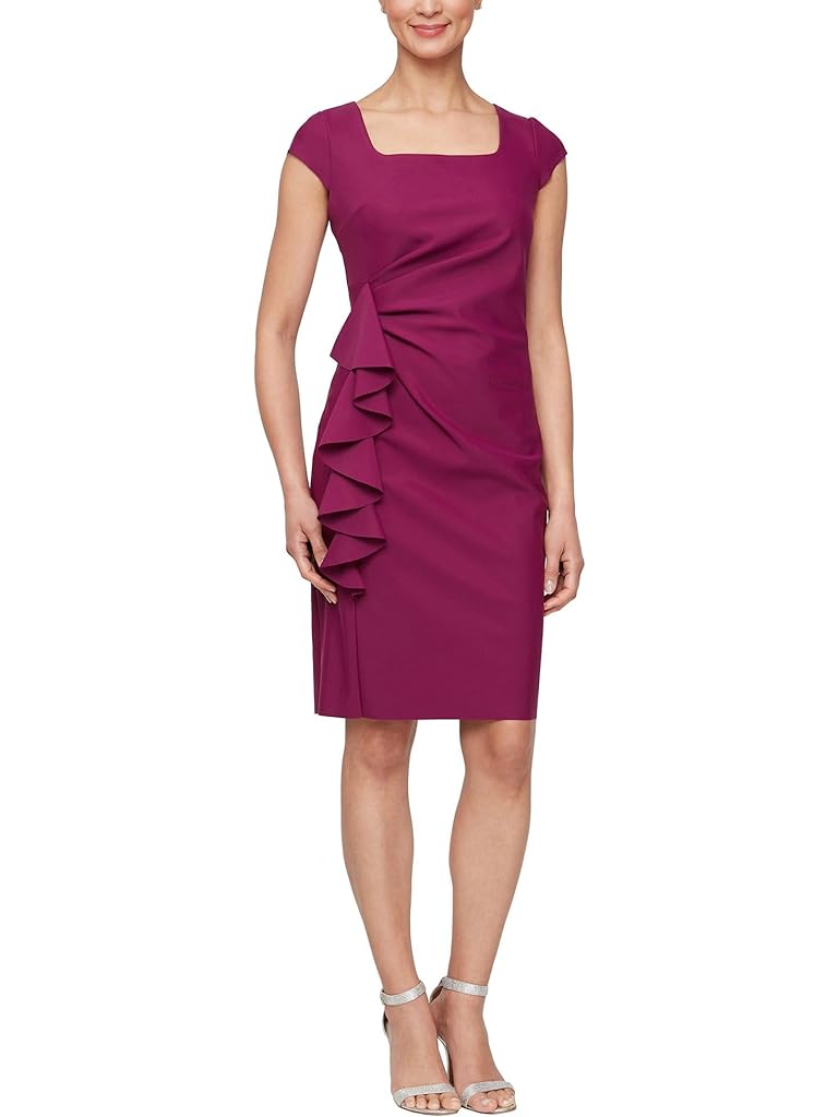 Alex Evenings Short Compression Sheath Dress with Square Neck