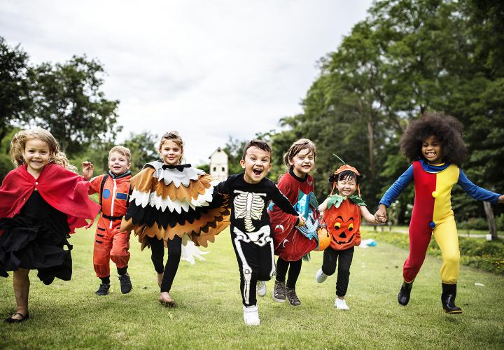 Children wearing Halloween costumes
