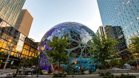 A photo of the spheres at Amazon's Puget Sound headquarters.